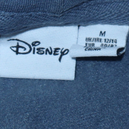Disney Women Blue Stitch Hoodie Medium UK 12/14 Pullover Cotton Blend