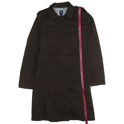 GAP Men's Brown XL Trench Coat Cotton Long Lined Jacket