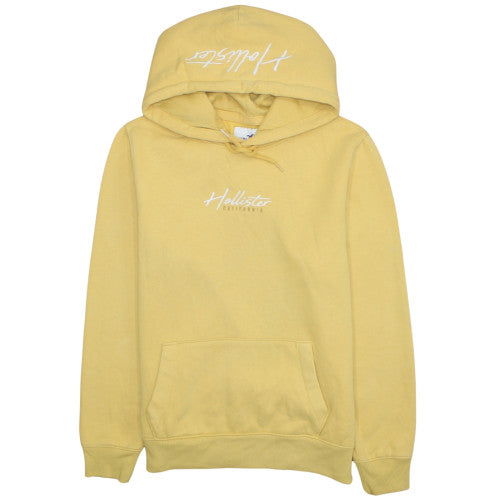 Hollister Men’s Yellow Pullover Hoodie M Fleece Logo Must-Have