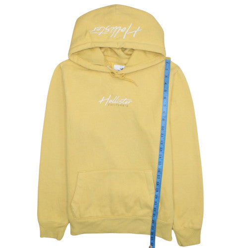 Hollister Men’s Yellow Pullover Hoodie M Fleece Logo Must-Have