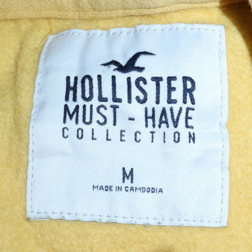 Hollister Men’s Yellow Pullover Hoodie M Fleece Logo Must-Have