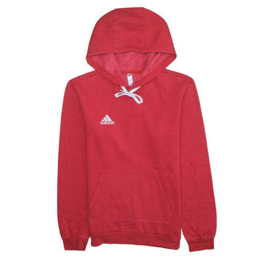 Adidas Men's Red Pullover Hoodie Size S Fleece Logo Sportswear