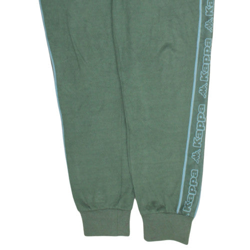 Kappa Men's Green Jogger Sweatpants Large with Side Logo Stripes