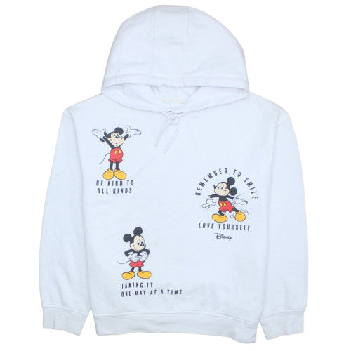 Disney Women White Mickey Mouse Pullover Hoodie Size L Graphic Print