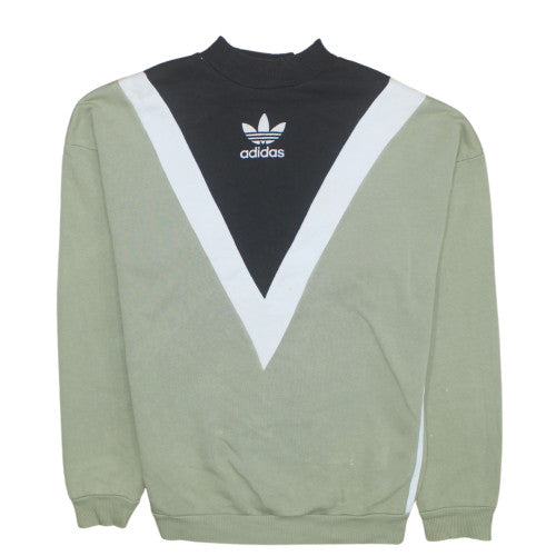 Adidas Women Khaki Black Colourblock Sweatshirt UK 8 Crew Neck Pullover