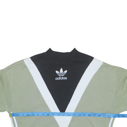 Adidas Women Khaki Black Colourblock Sweatshirt UK 8 Crew Neck Pullover