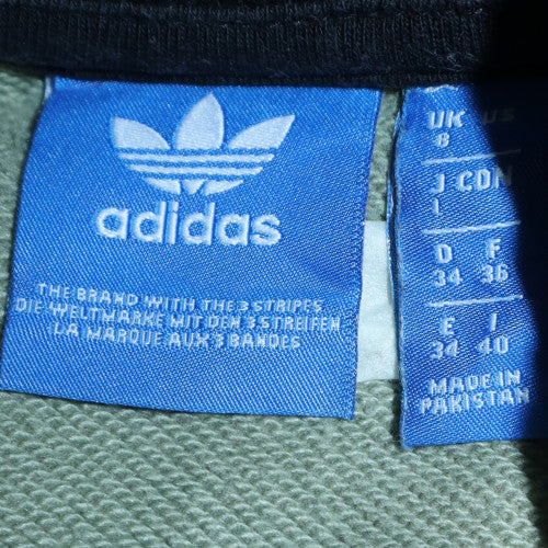 Adidas Women Khaki Black Colourblock Sweatshirt UK 8 Crew Neck Pullover
