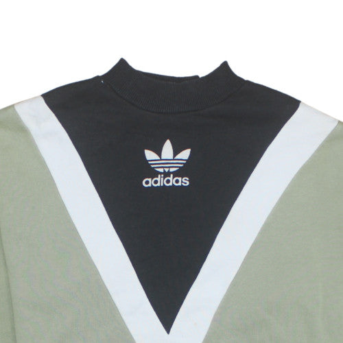 Adidas Women Khaki Black Colourblock Sweatshirt UK 8 Crew Neck Pullover