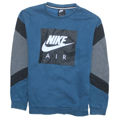 Nike Men's Blue Pullover Sweatshirt S Crew Neck Logo Fleece