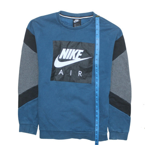 Nike Men's Blue Pullover Sweatshirt S Crew Neck Logo Fleece