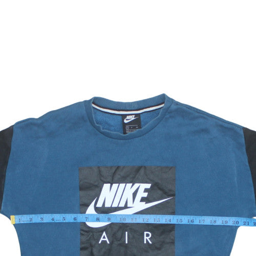 Nike Men's Blue Pullover Sweatshirt S Crew Neck Logo Fleece