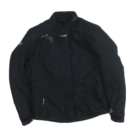 DMP Women's Black Motorcycle Jacket Size 12 Windproof Lined Nylon