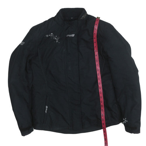 DMP Women's Black Motorcycle Jacket Size 12 Windproof Lined Nylon