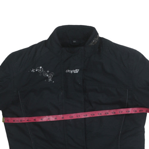 DMP Women's Black Motorcycle Jacket Size 12 Windproof Lined Nylon