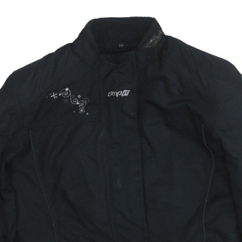 DMP Women's Black Motorcycle Jacket Size 12 Windproof Lined Nylon