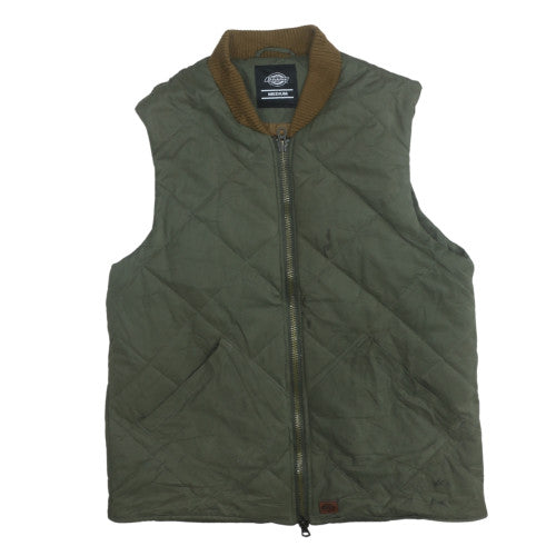 Dickies Men's Green Quilted Waistcoat Medium Workwear Vest