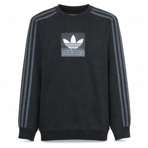 Adidas Boys Black Crew Neck Pullover Sweatshirt XL 15-16Y Logo Cotton Blend