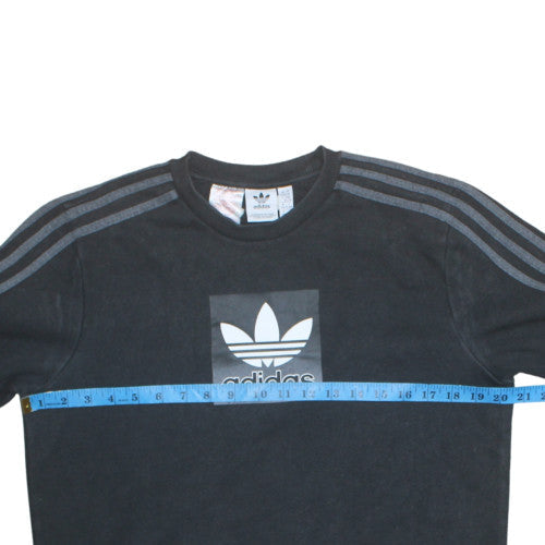 Adidas Boys Black Crew Neck Pullover Sweatshirt XL 15-16Y Logo Cotton Blend