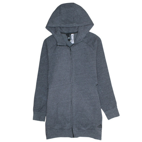 Adidas Women’s Grey Full Zip Hoodie Size M Longline Casual Sweatshirt