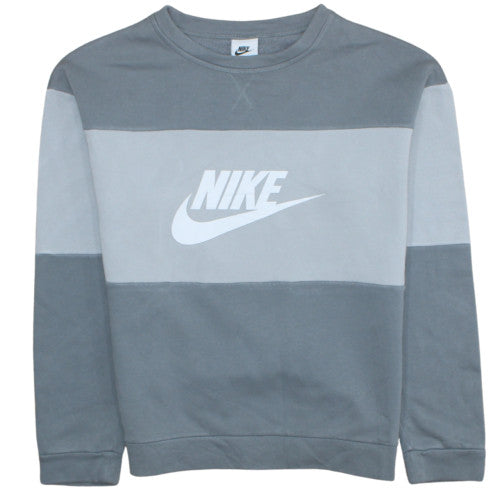 Nike Boys Grey Colourblock Crew Neck Sweatshirt XL 158-170cm