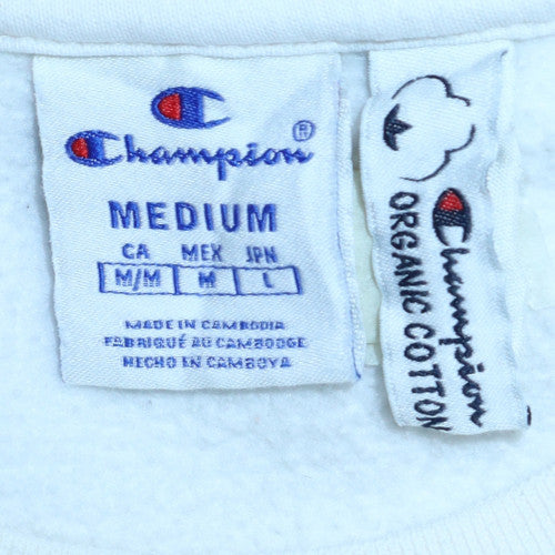 Champion Men's White Medium Pullover Sweatshirt Crew Neck Cotton Blend