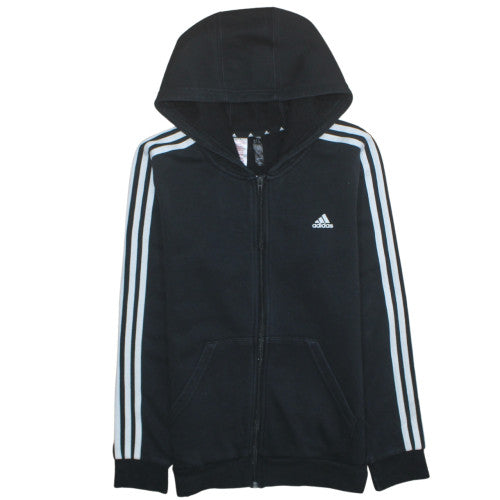 Adidas Boys Black Full Zip Hoodie 14 Years Regular Fit Sports Fleece