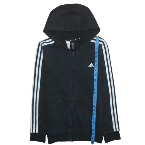 Adidas Boys Black Full Zip Hoodie 14 Years Regular Fit Sports Fleece