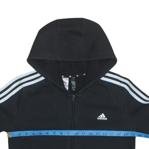 Adidas Boys Black Full Zip Hoodie 14 Years Regular Fit Sports Fleece