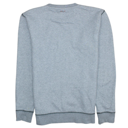 Napapijri Men's Grey Logo Crew Neck Pullover Sweatshirt Size S
