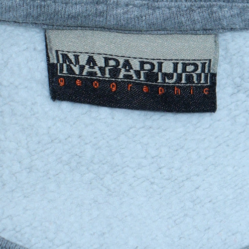 Napapijri Men's Grey Logo Crew Neck Pullover Sweatshirt Size S