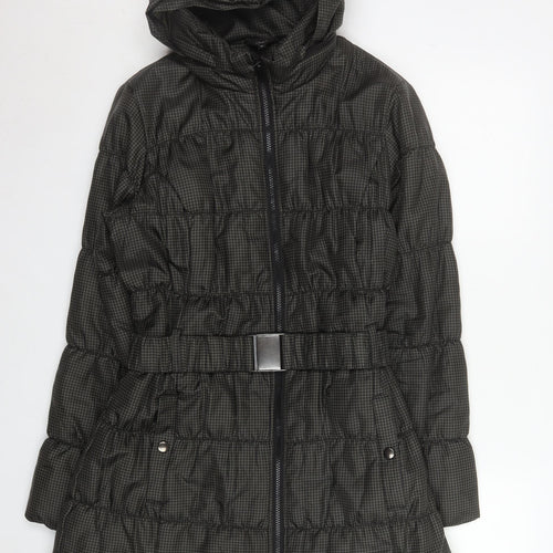 Marks and Spencer Women's Brown Belted Hooded Puffer Coat Size 12