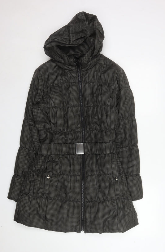 Marks and Spencer Women's Brown Belted Hooded Puffer Coat Size 12