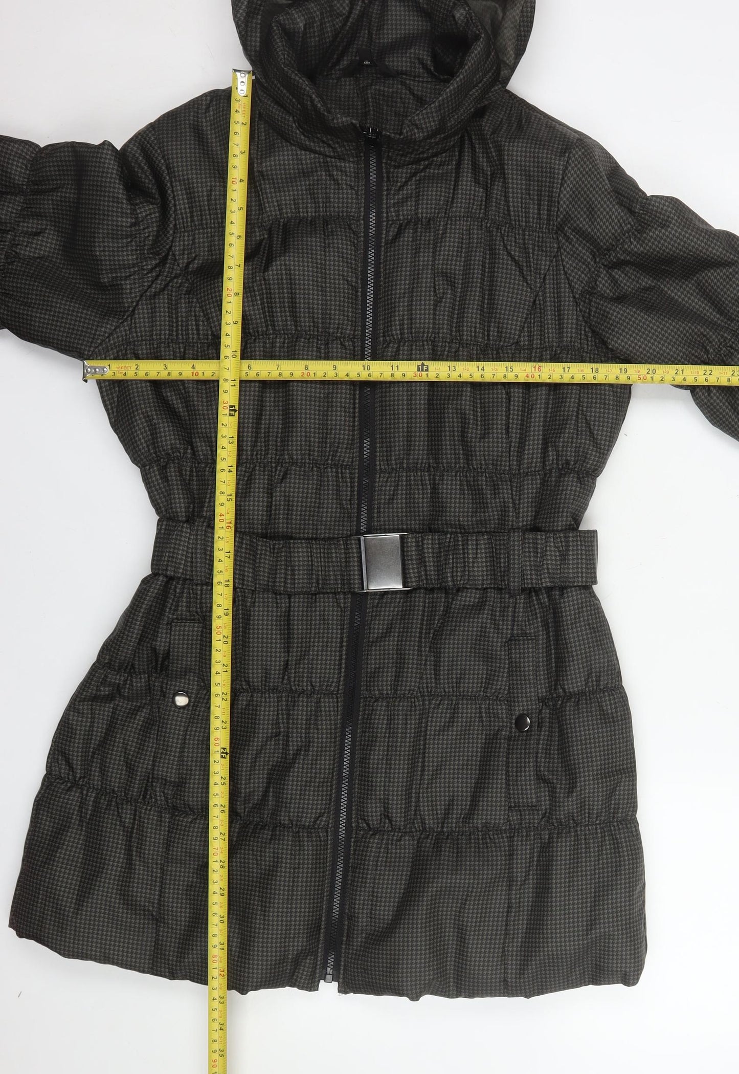 Marks and Spencer Women's Brown Belted Hooded Puffer Coat Size 12