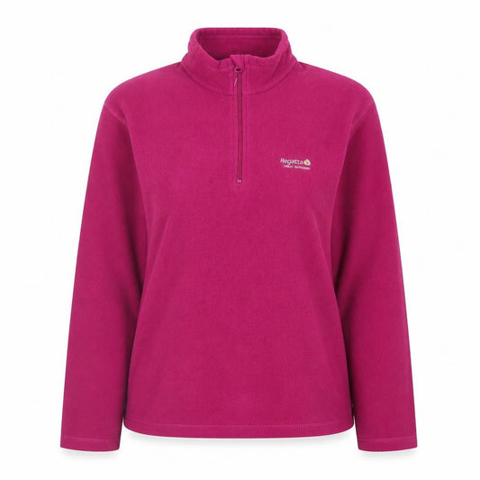Front view of Regatta Women's Pink Fleece 1/4 Zip Pullover Sweatshirt, size 14