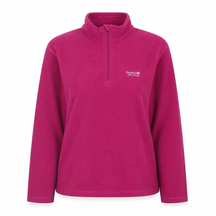 Front view of Regatta Women's Pink Fleece 1/4 Zip Pullover Sweatshirt, size 14