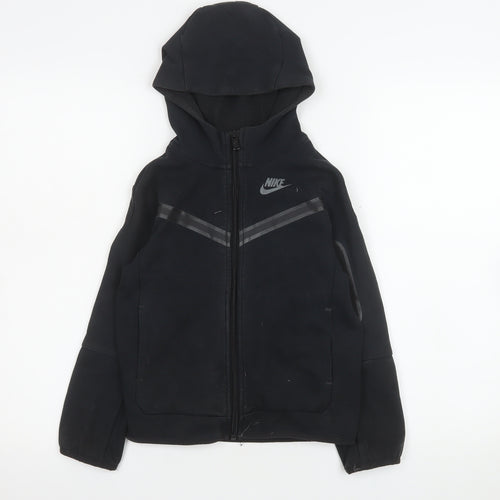 Nike Boys Black Hooded Track Jacket 6-7 Years Full Zip Sportswear