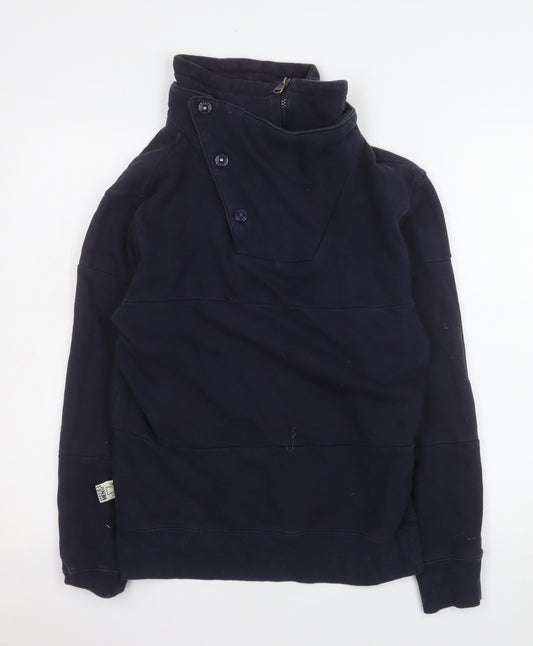 Iceman Men Blue High Neck Henley Sweatshirt Size S