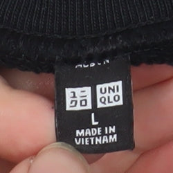 Uniqlo Men's Black L Pullover Sweatshirt Crew Neck Cotton Blend