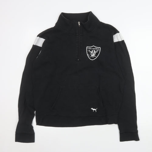 Victoria's Secret PINK Women's Black Raiders 1/4 Zip Sweatshirt M