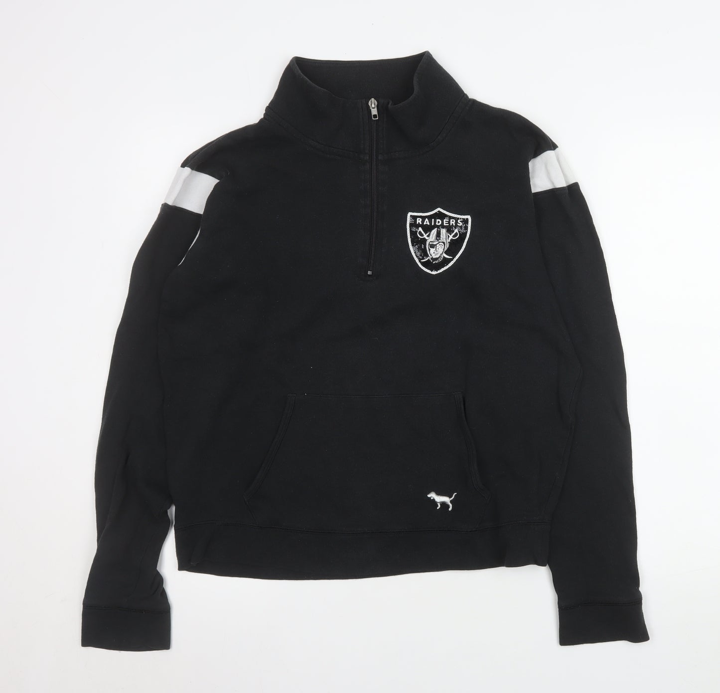 Victoria's Secret PINK Women's Black Raiders 1/4 Zip Sweatshirt M