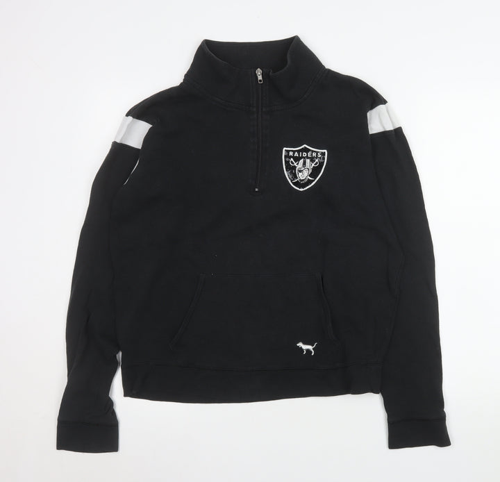 Victoria's Secret PINK Women's Black Raiders 1/4 Zip Sweatshirt M