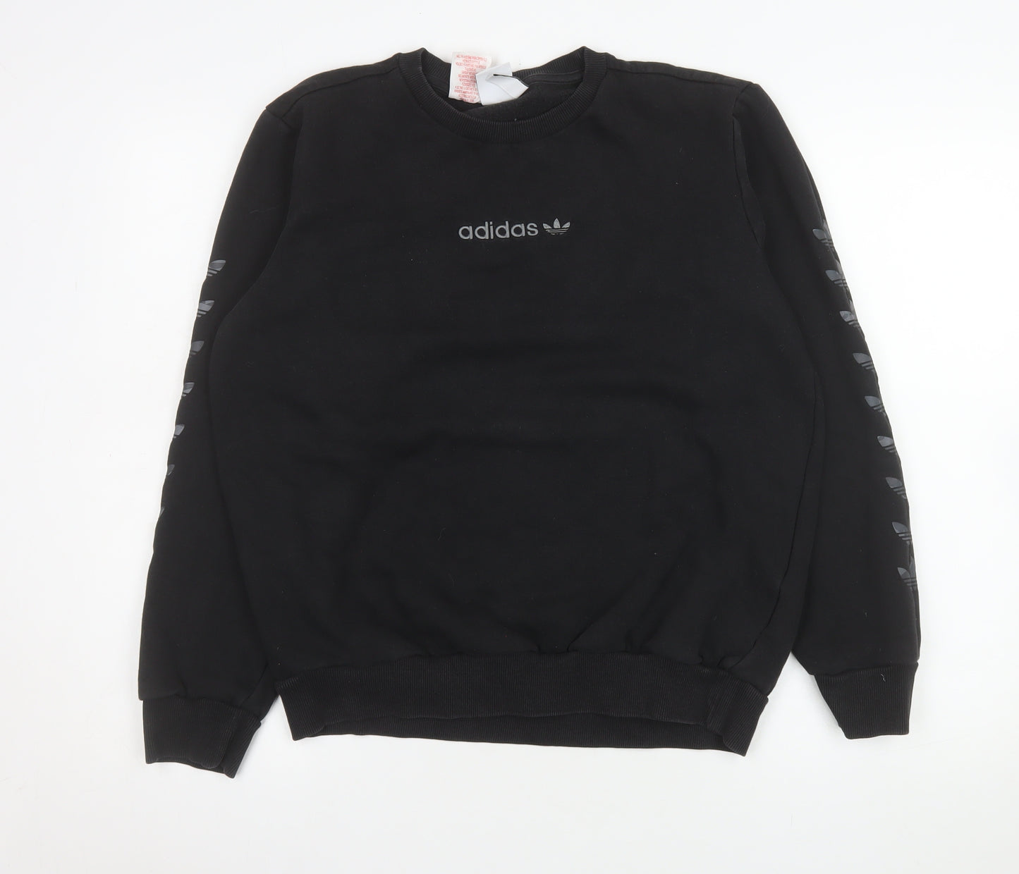 Adidas Boys Black XL Sweatshirt Crew Neck Logo Fleece Casual
