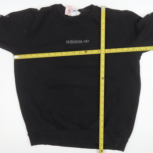 Adidas Boys Black XL Sweatshirt Crew Neck Logo Fleece Casual