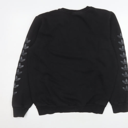 Adidas Boys Black XL Sweatshirt Crew Neck Logo Fleece Casual
