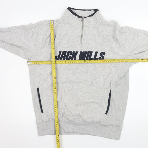 Jack Wills Mens Grey 1/4 Zip Sweatshirt Size S Cotton Blend
