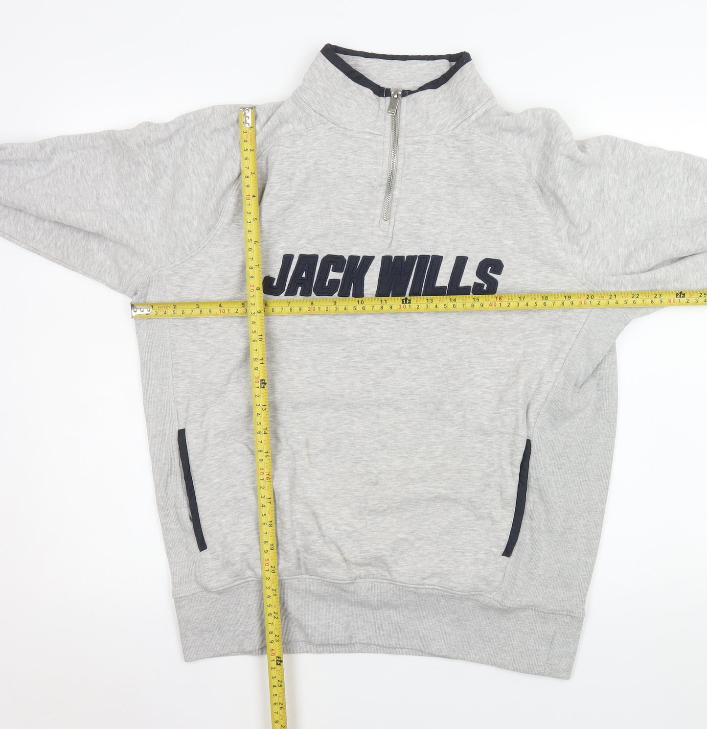 Jack Wills Mens Grey 1/4 Zip Sweatshirt Size S Cotton Blend