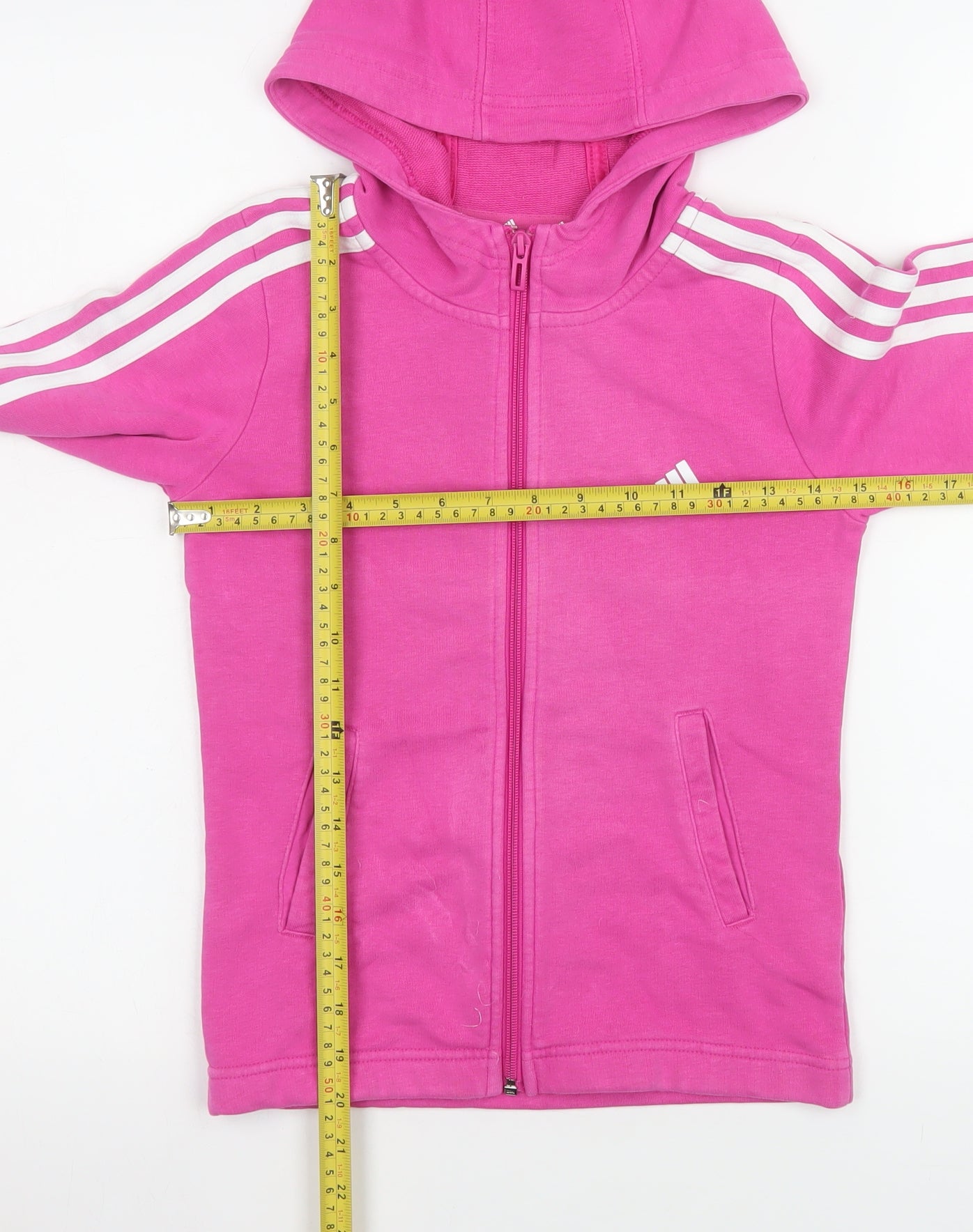 Adidas Girls Pink Hooded Track Jacket 9-10 Years Full Zip Hoodie