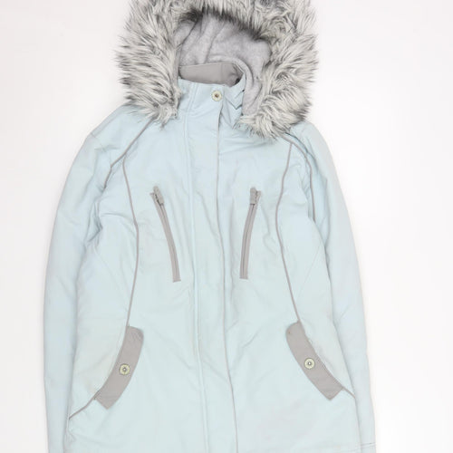 Marks and Spencer Per Una Women’s Blue Fur Hooded Puffer Jacket S