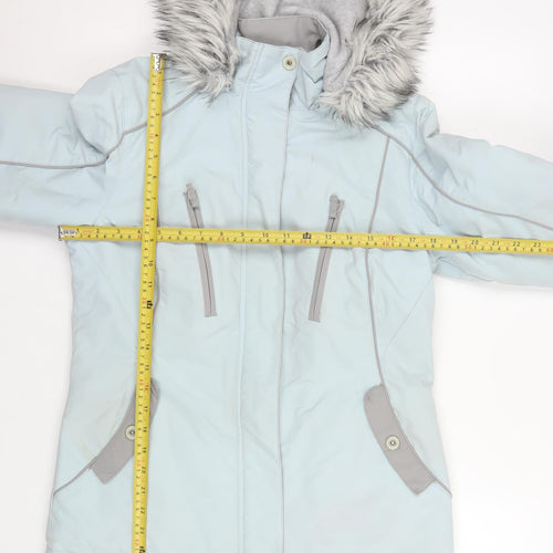 Marks and Spencer Per Una Women’s Blue Fur Hooded Puffer Jacket S