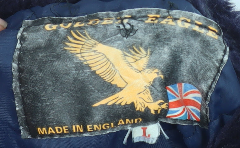 Golden Eagle Men’s Blue L Parka Coat Hooded Nylon Winter Jacket